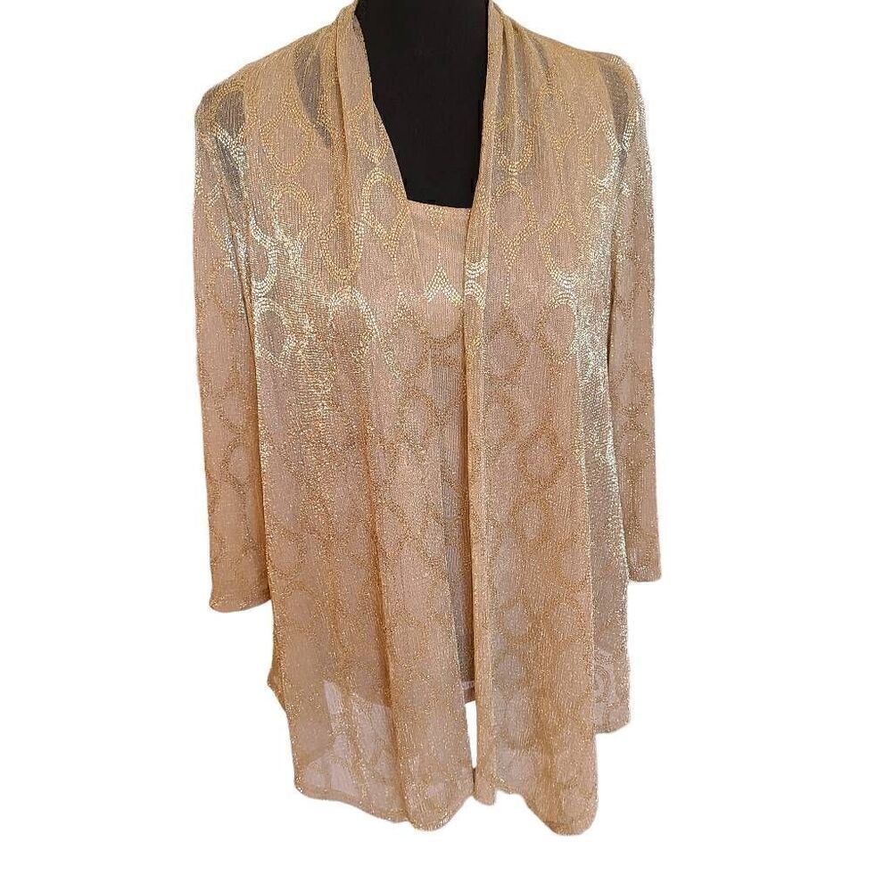 ONYX Nite Womens 2 Pieces Tank Top & Jacket Platinum With gold Shimmer Small